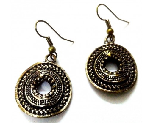 Antique Gold Earring Jhumki Contemporary Fashion Jewelry Hook Drop Dangle EA221